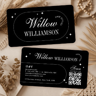 Minimalistisk Vintage Kalligrafi Modern QR-kod Visitkort