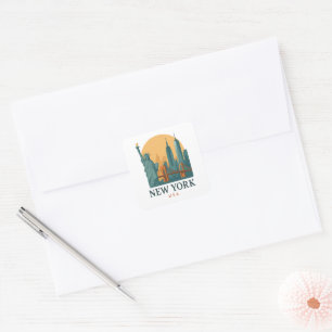 Minimalistisk Vintage New York City Resa Fyrkantigt Klistermärke