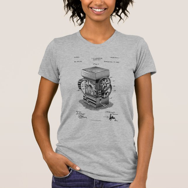 Minimalistisk Vintage Patent Art Teckning Coffee M T Shirt (Framsida)