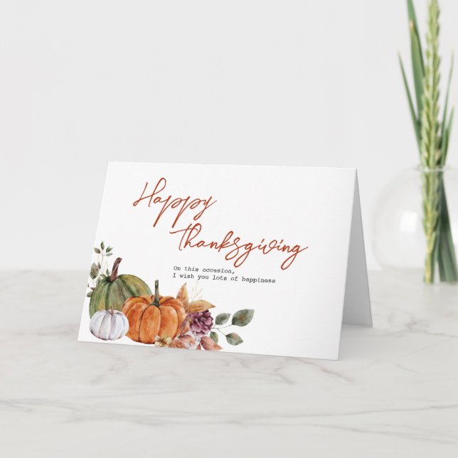 Minimalistisk Vintage Pumpkin-Thanksgiving Helgkort (Framsida)