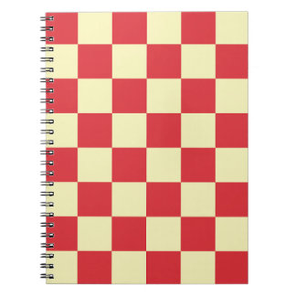 Minimalistisk vintage-rutig röd och krämfärgad anteckningsbok