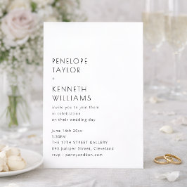Minimalistisk Vintage Typografi Svart Vitt Bröllop Inbjudningar