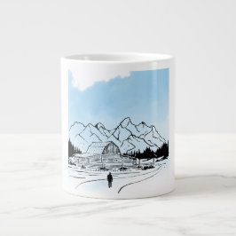 Minimalistisk Vinter Bergs Äventyr Jumbo Mugg