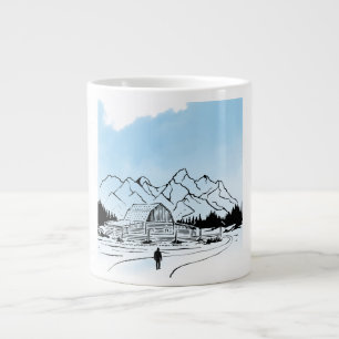 Minimalistisk Vinter Bergs Äventyr Jumbo Mugg