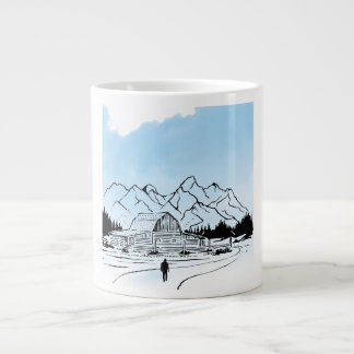 Minimalistisk Vinter Bergs Äventyr Jumbo Mugg