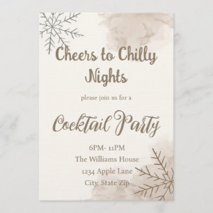 Minimalistisk Vinter Cocktail Party Inbjudan
