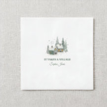 Minimalistisk vinter "Det krävs en by" baby shower