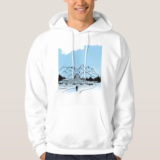 Minimalistisk vinterbergäventyrs hoodie - Snö (Framsida)