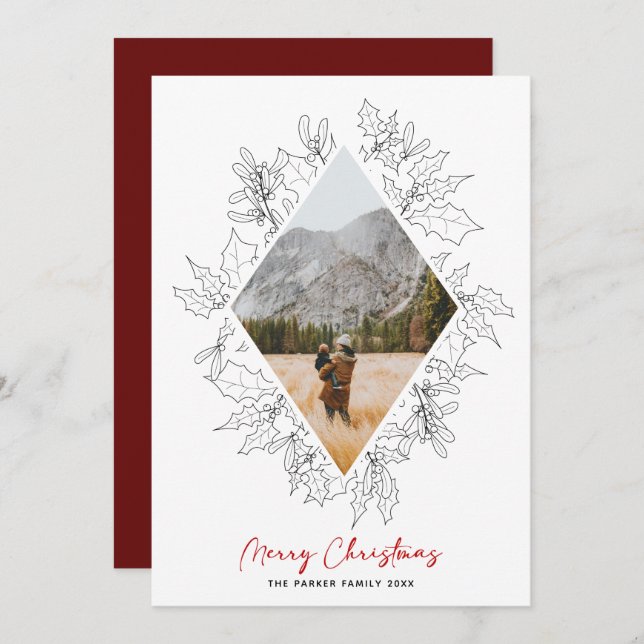 Minimalistisk vinterBlommigt | Jullinjefoto Julkort (Fram/baksida)