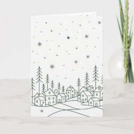 Minimalistisk vinterby Linje-Kunst Jul Kort