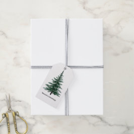 Minimalistisk vintergrön träd design Enkel handrit Presentetikett