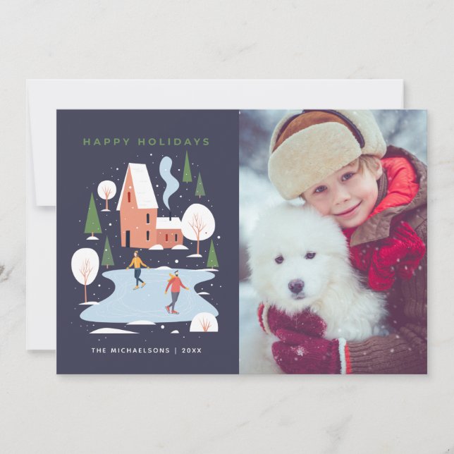 Minimalistisk Vinterscen för Högtiden Julkort (Framsida)