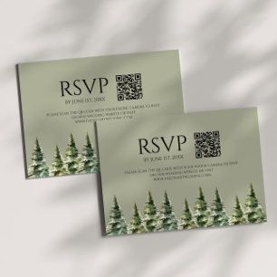Minimalistisk vintersnö Gräs Träd QR-kod Bröllop OSA Kort