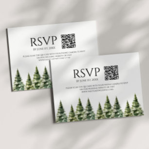 Minimalistisk vintersnö Gräs Träd QR-kod Bröllop OSA Kort