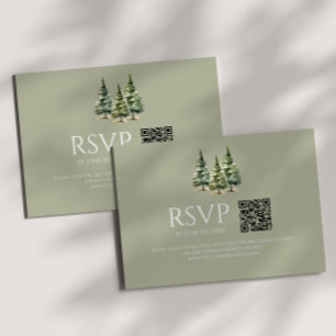 Minimalistisk vintersnö Gräs Träd QR-kod Bröllop OSA Kort