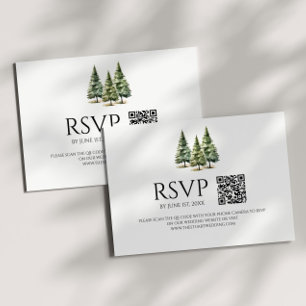 Minimalistisk vintersnö Gräs Träd QR-kod Bröllop OSA Kort