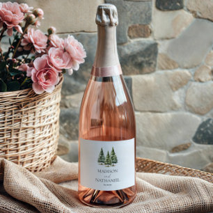 Minimalistisk vintersnö Gräs Träd-skogen Bröllop