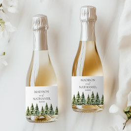 Minimalistisk vintersnö Gräs Träd-skogen Bröllop