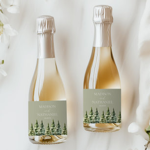 Minimalistisk vintersnö Gräs Träd-skogen Bröllop