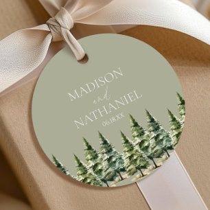Minimalistisk vintersnö Gräs Träd-skogen Bröllop Gåvor Etiketter