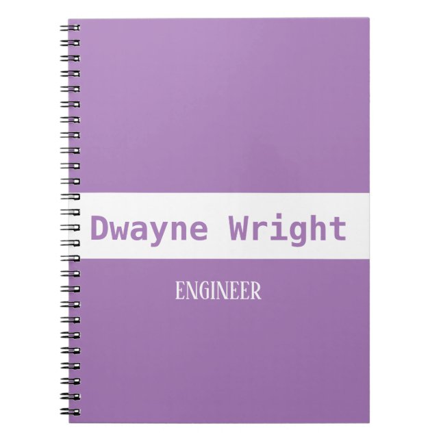 Minimalistisk violett lila och vit anteckningsbok (Framsidan)