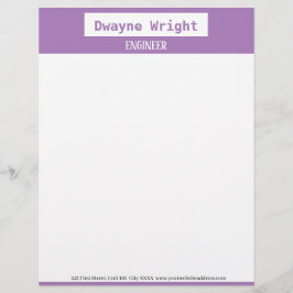 Minimalistisk violett lila och vit brevhuvud