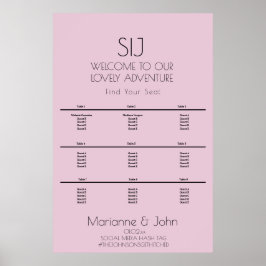 Minimalistisk Violett Rosa Bröllopslogotyp Placeri Poster
