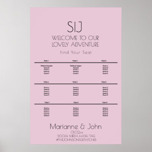 Minimalistisk Violett Rosa Bröllopslogotyp Placeri Poster