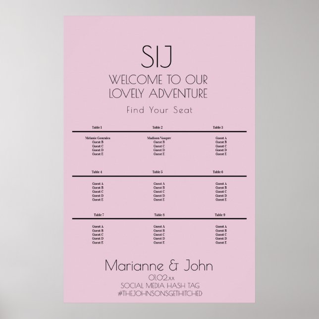 Minimalistisk Violett Rosa Bröllopslogotyp Placeri Poster (Framsidan)