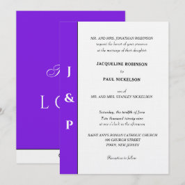 Minimalistisk Violett Vit Monogram Inbjudningar