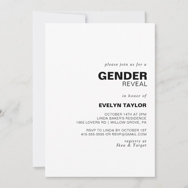 Minimalistisk visning av formell Gender för Elegan Inbjudningar (Framsida)