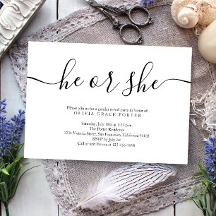 Minimalistisk visning av svart och vit Gender Inbjudningar