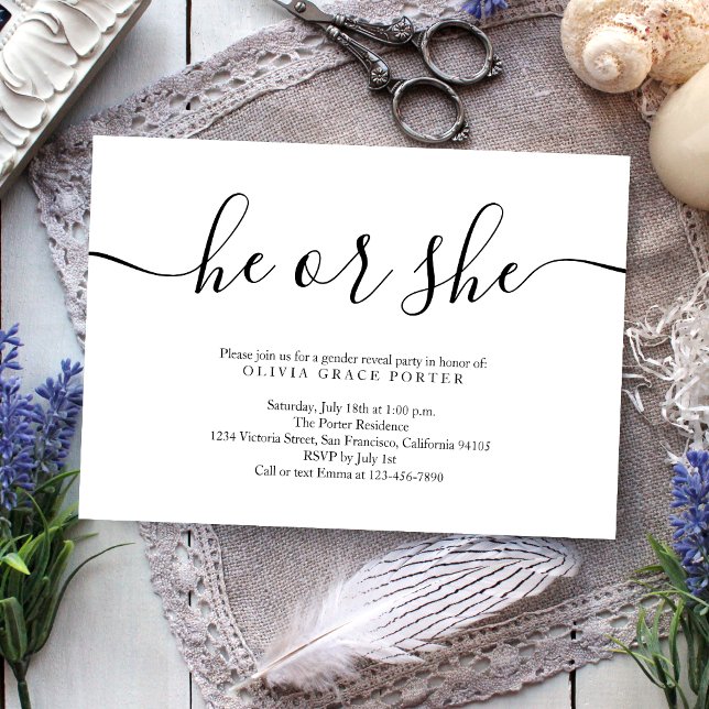 Minimalistisk visning av svart och vit Gender Inbjudningar (Skapare uppladdad)