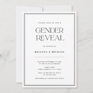 Minimalistisk visning av svart och vit Gender Inbjudningar