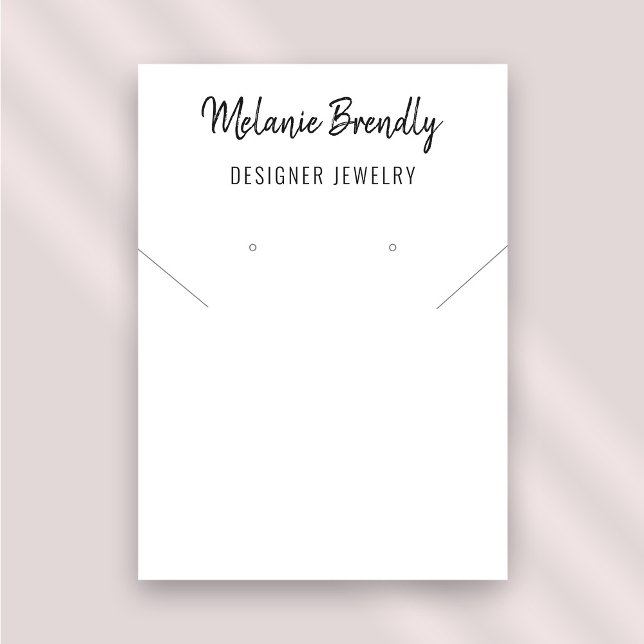 Minimalistisk Visning för öronmärkning av juveler Visitkort (Stylishly Personalize with Your Custom Name. Add Optional Text.)