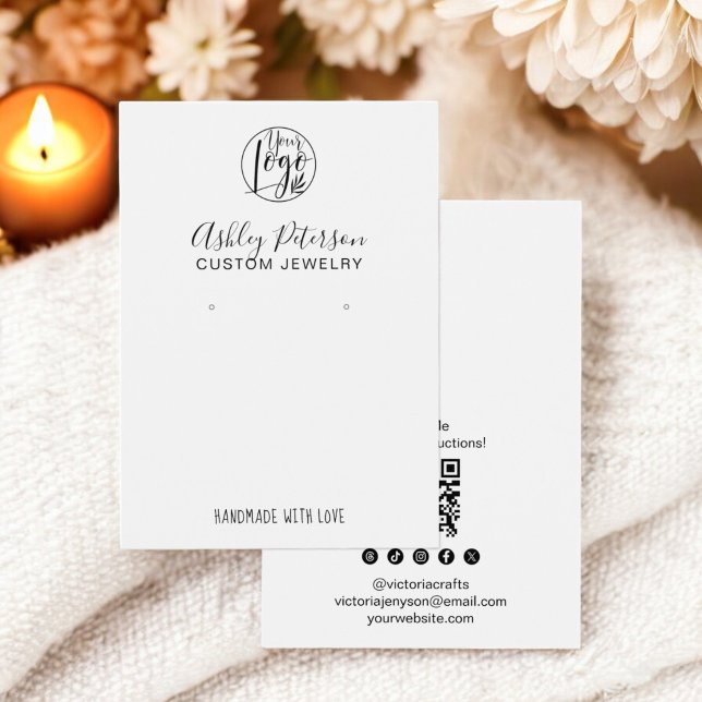 Minimalistisk visning för smyckesförråd med enkel  visitkort (Minimalist simple logo jewelry earring display)