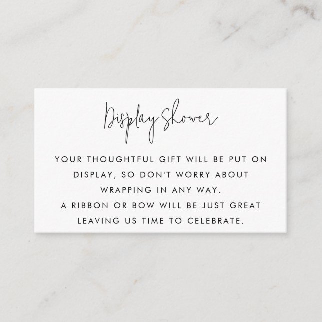 Minimalistisk Visning för svart och vit skript Tilläggskort (Framsida)