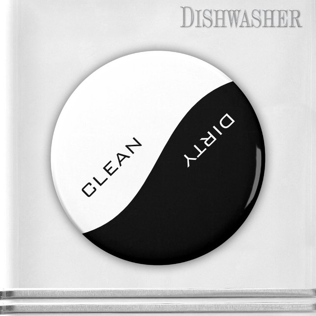 Minimalistisk vit Anpassningsbar Färg Dishwasher M Magnet (Minimalist clean-dirty dishwasher magnet in simple black and white)