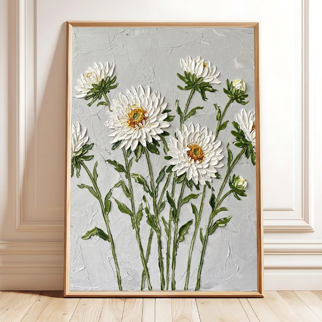 Minimalistisk vit aster-väggkonst Canvastryck Poster (Skapare uppladdad)