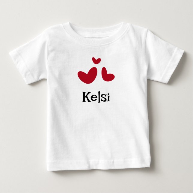 Minimalistisk vit baby-t-shirt med röda hjärtan t shirt (Framsida)
