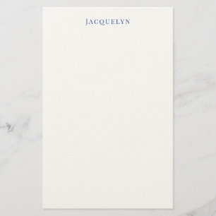 Minimalistisk vit blå Elegant Modern Namn Brevpapper