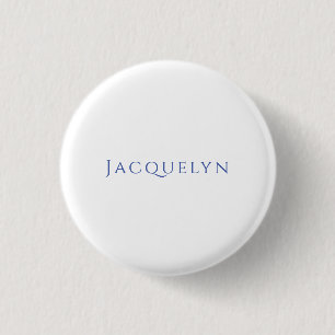 Minimalistisk Vit Blå Enkel Elegant Modern Namn Knapp
