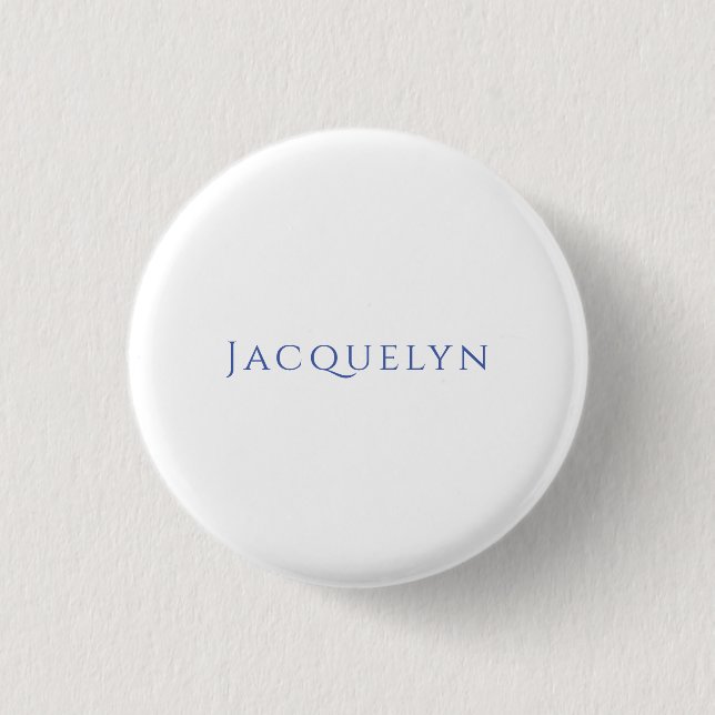 Minimalistisk Vit Blå Enkel Elegant Modern Namn Knapp (Framsida)