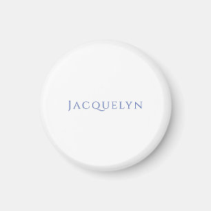 Minimalistisk Vit Blå Enkel Elegant Modern Namn Magnet