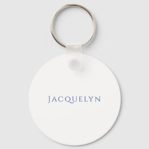 Minimalistisk Vit Blå Enkel Elegant Modern Namn Nyckelring
