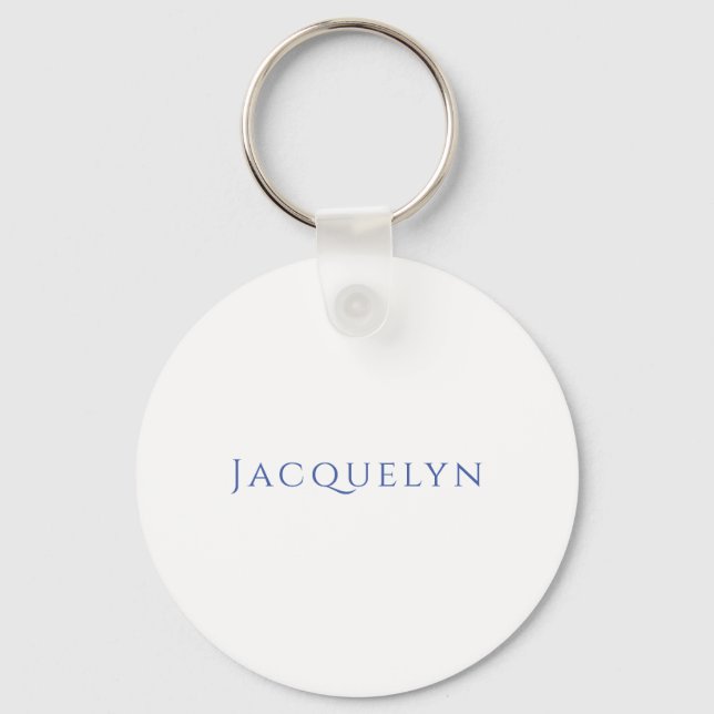 Minimalistisk Vit Blå Enkel Elegant Modern Namn Nyckelring (Framsida)