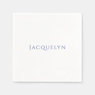 Minimalistisk Vit Blå Enkel Elegant Modern Namn Pappersservett