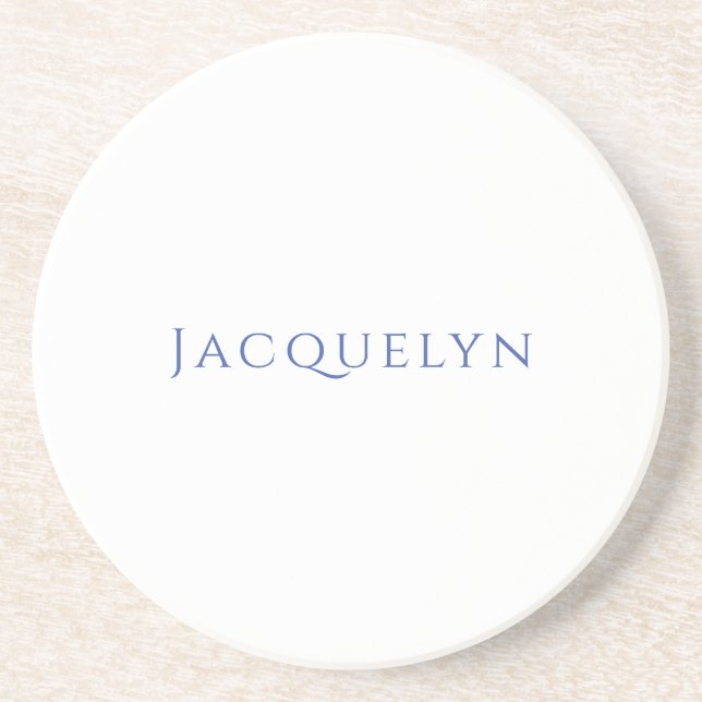 Minimalistisk Vit Blå Enkel Elegant Modern Namn Underlägg (Framsidan)