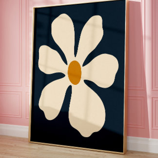 Minimalistisk vit blomma Väggkonsttryck Poster