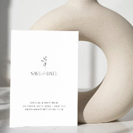 Minimalistisk vit Blommigt, Botaniska Teckning Brö Spara Datumet